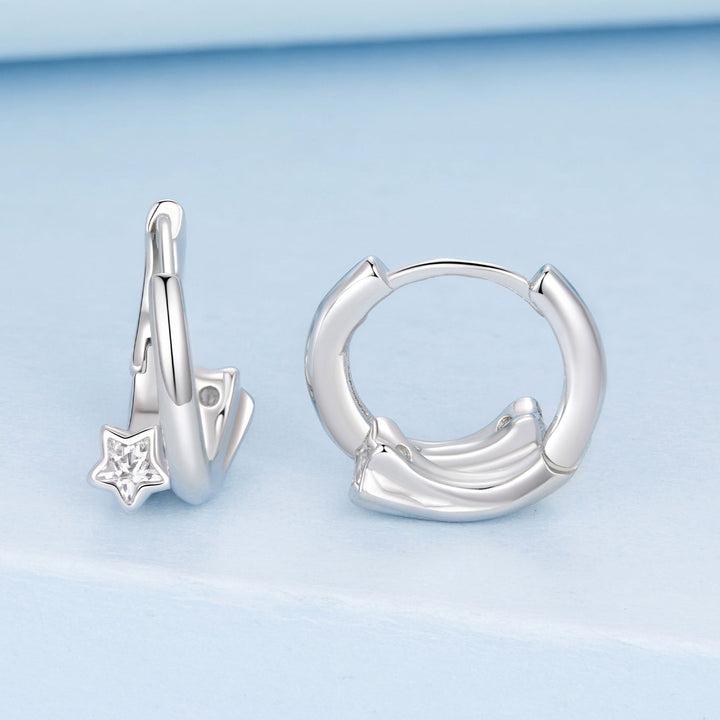 925 Sterling Silver Earrings with White Gold Plating and CZ