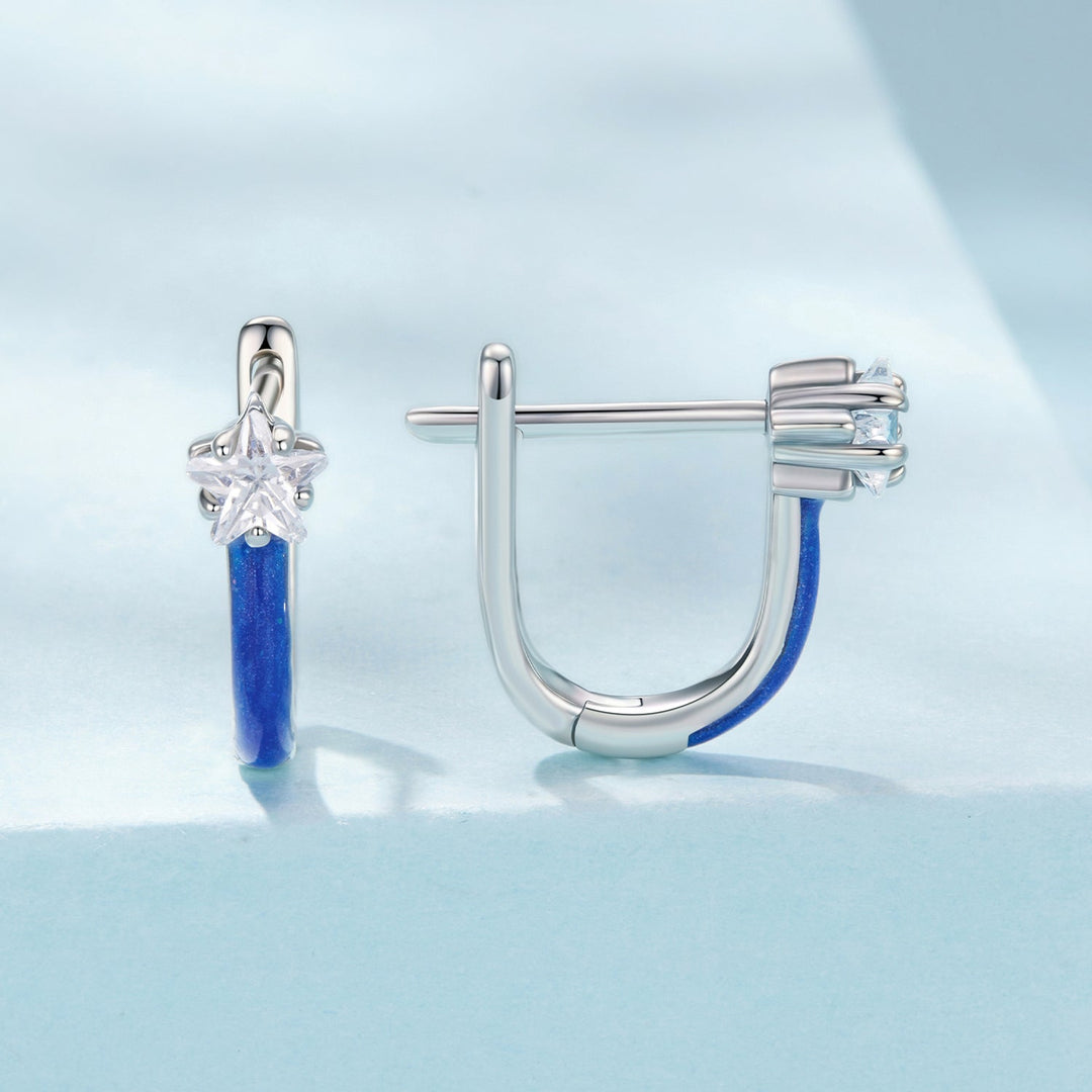 925 Sterling Silver Enamel Earrings with Pavé CZ for Women