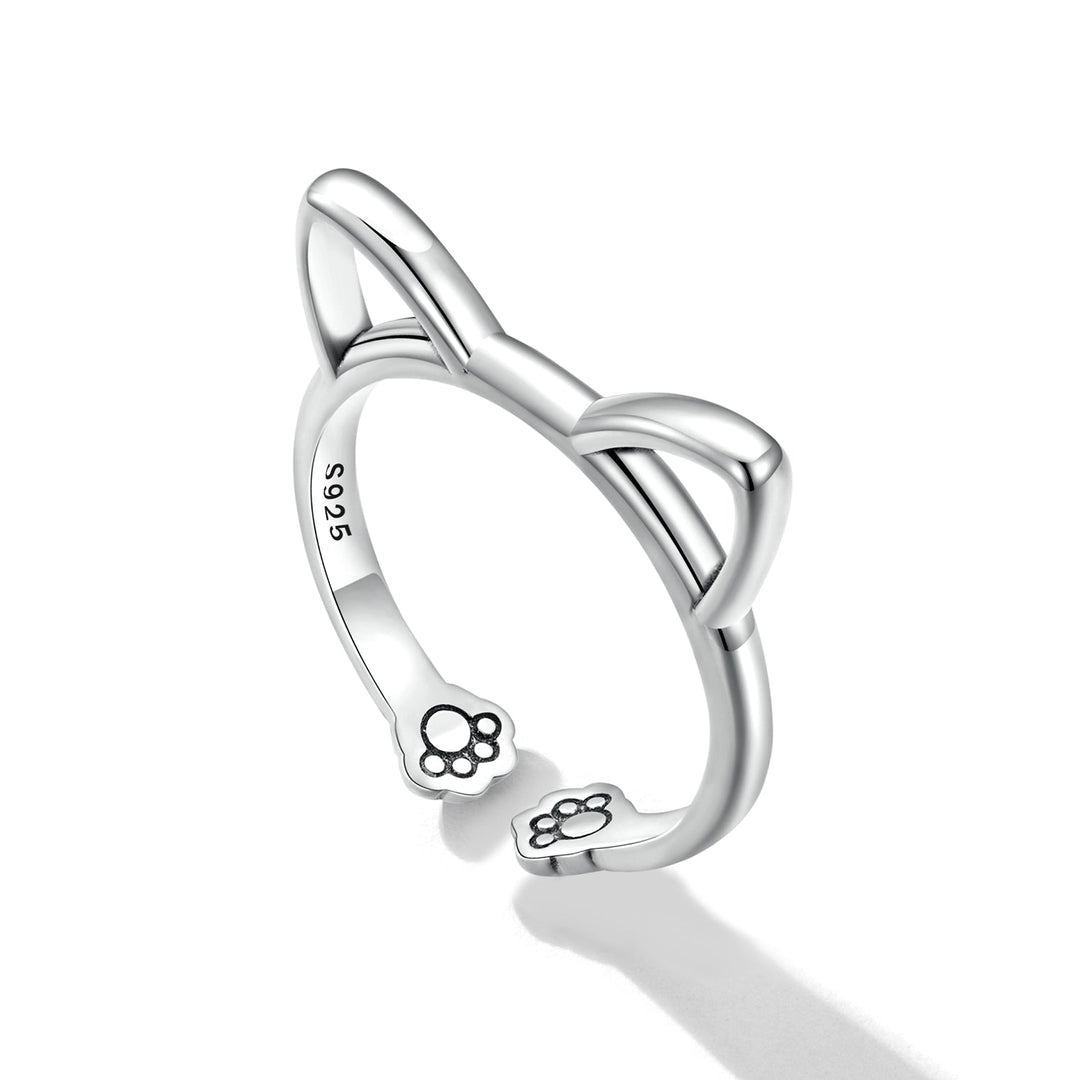 925 Sterling Silver Oxidized Paw Design Ring