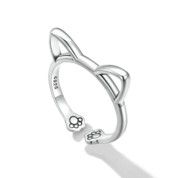 925 Sterling Silver Oxidized Paw Design Ring