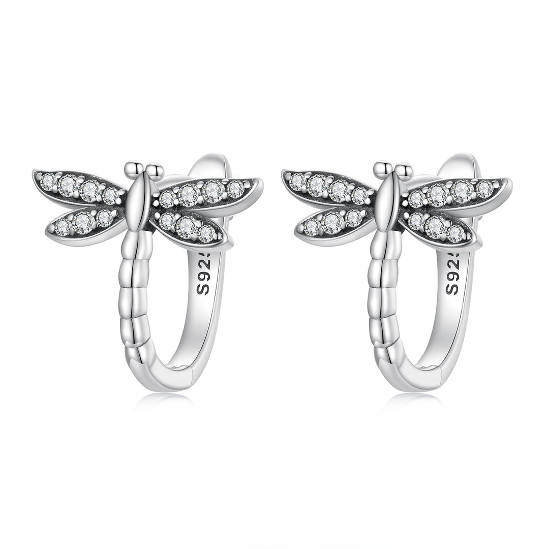 925 Sterling Silver Earrings with Pavé Setting CZ, Oxidized Finish, 1.3cm for Women