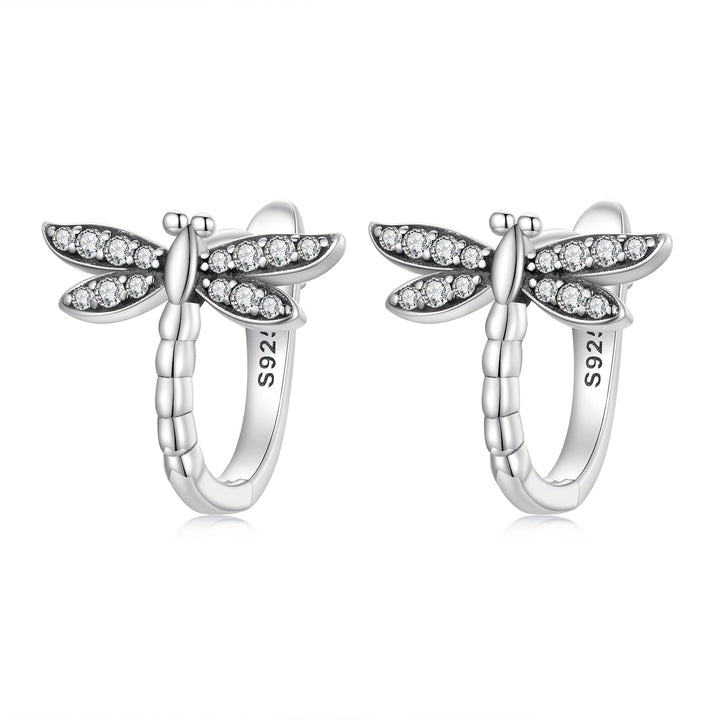 925 Sterling Silver Earrings with Pavé Setting CZ, Oxidized Finish, 1.3cm for Women