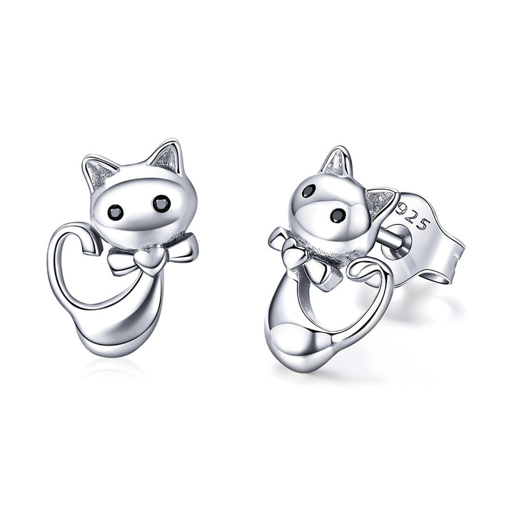 925 Sterling Silver Earrings with Pavé Setting in Oxidized Finish