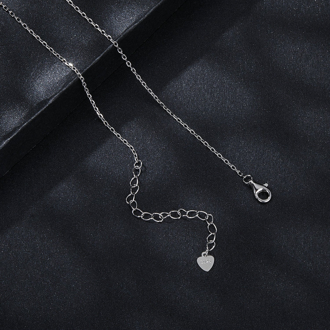 925 Sterling Silver Moissanite Necklace with Pavé Setting, 1 Carat, 400mm Length for Women