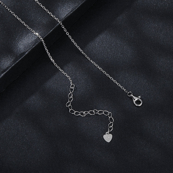 925 Sterling Silver Moissanite Necklace with Pavé Setting, 1 Carat, 400mm Length for Women