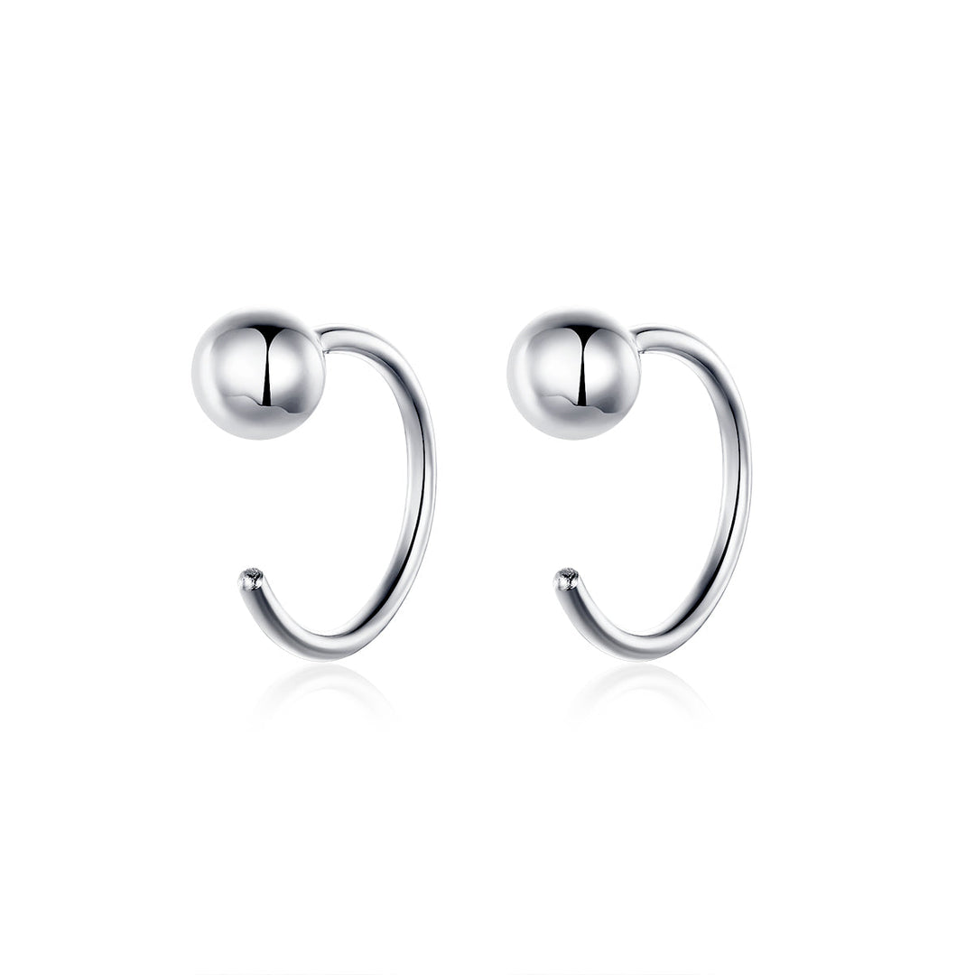 925 Sterling Silver Earrings with Plated Platinum, 1cm Diameter for Women