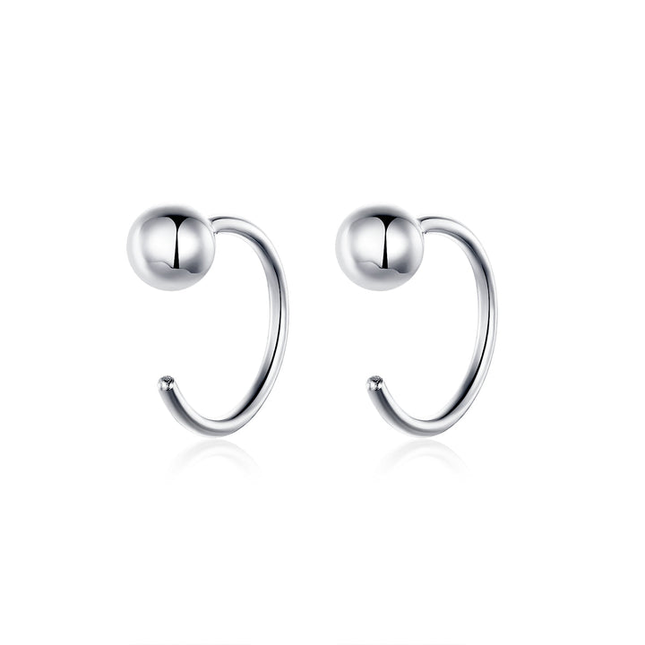 925 Sterling Silver Earrings with Plated Platinum, 1cm Diameter for Women