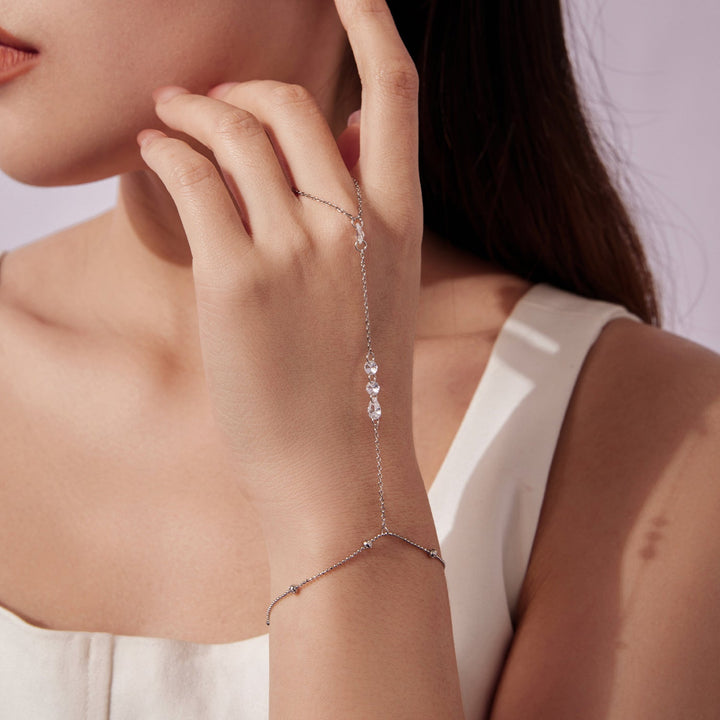 925 Sterling Silver White Gold Plated Bracelet with Pavé Setting CZ for Women