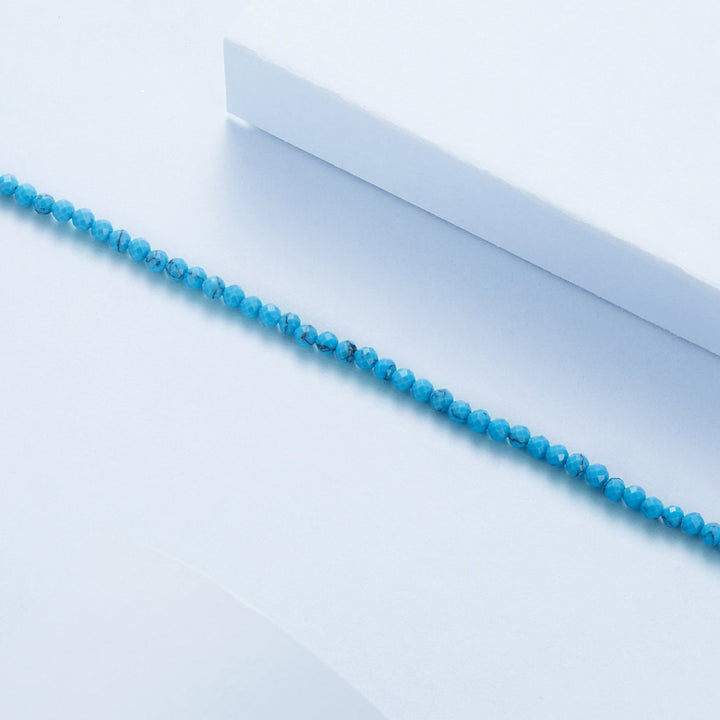 925 Sterling Silver Synthetic Turquoise Bracelet with White Gold Plating for Women