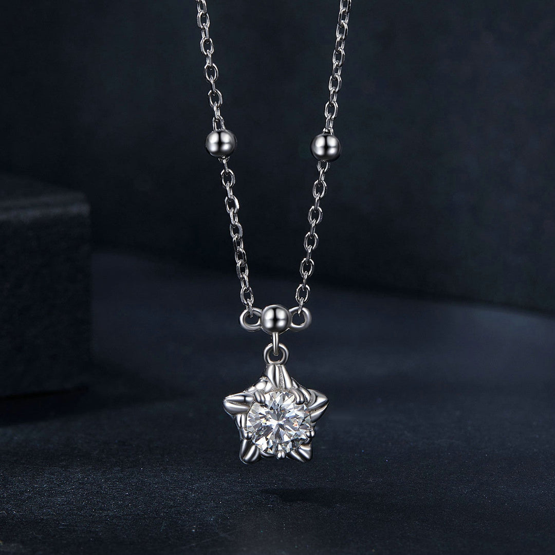 925 Sterling Silver 5mm Moissanite Necklace for Women