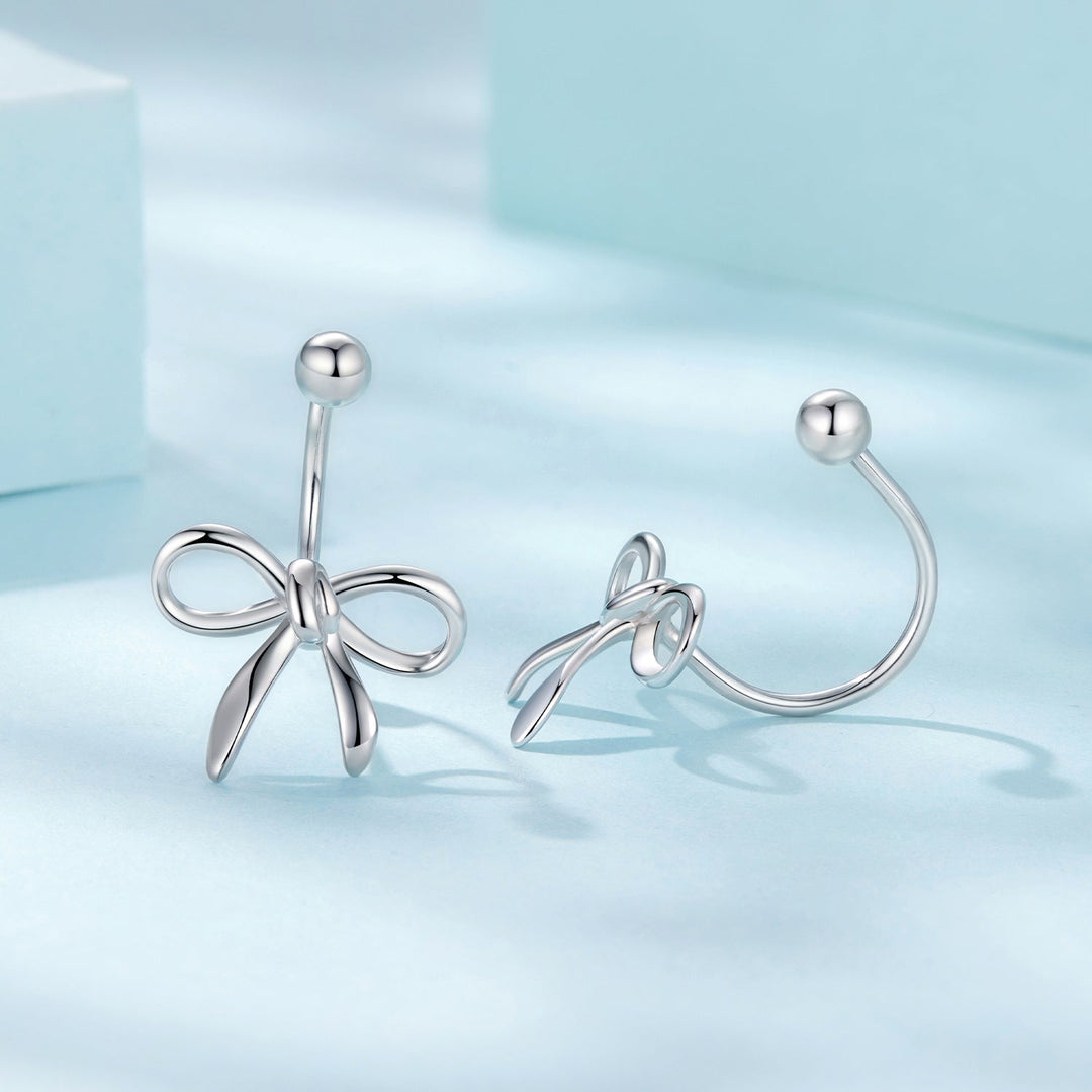 925 Sterling Silver Earrings with White Gold Plating - 1.0*1.3 cm