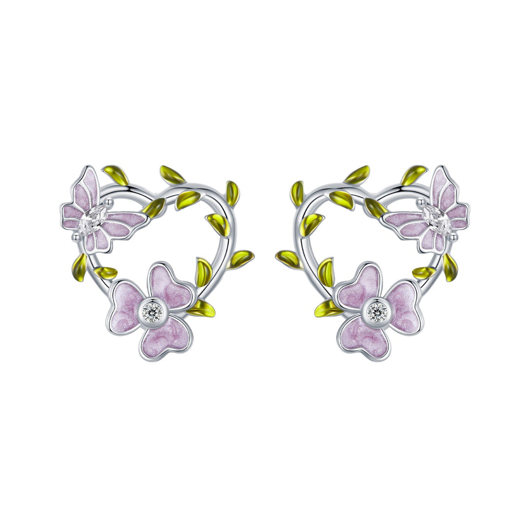 925 Sterling Silver Enamel CZ Plated Earrings