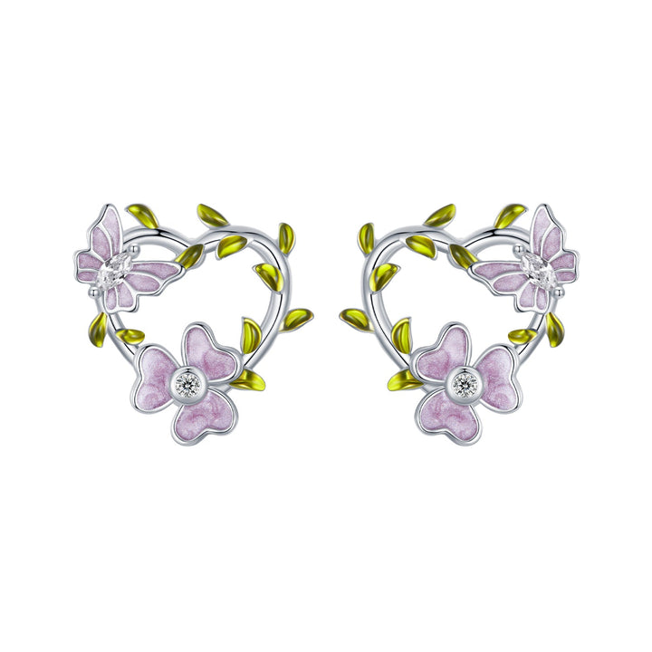 925 Sterling Silver Enamel CZ Plated Earrings