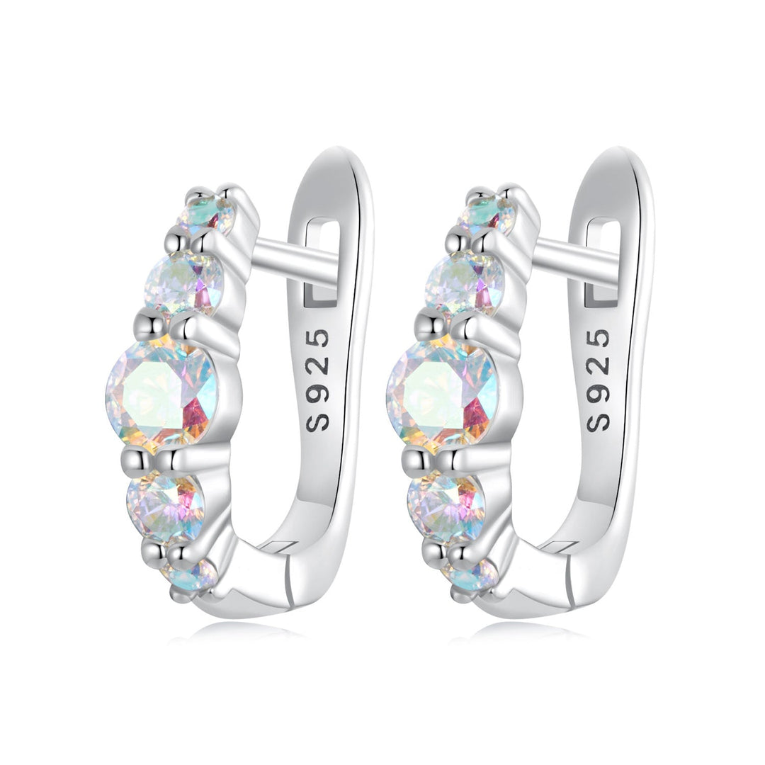 925 Sterling Silver Earrings with CZ in Pavé Setting, 12x3mm, for Women