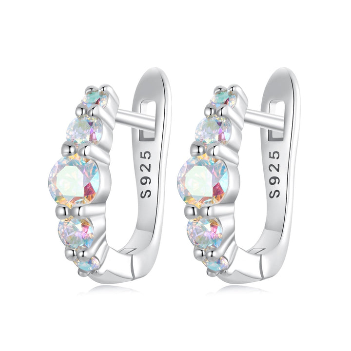 925 Sterling Silver Earrings with CZ in Pavé Setting, 12x3mm, for Women