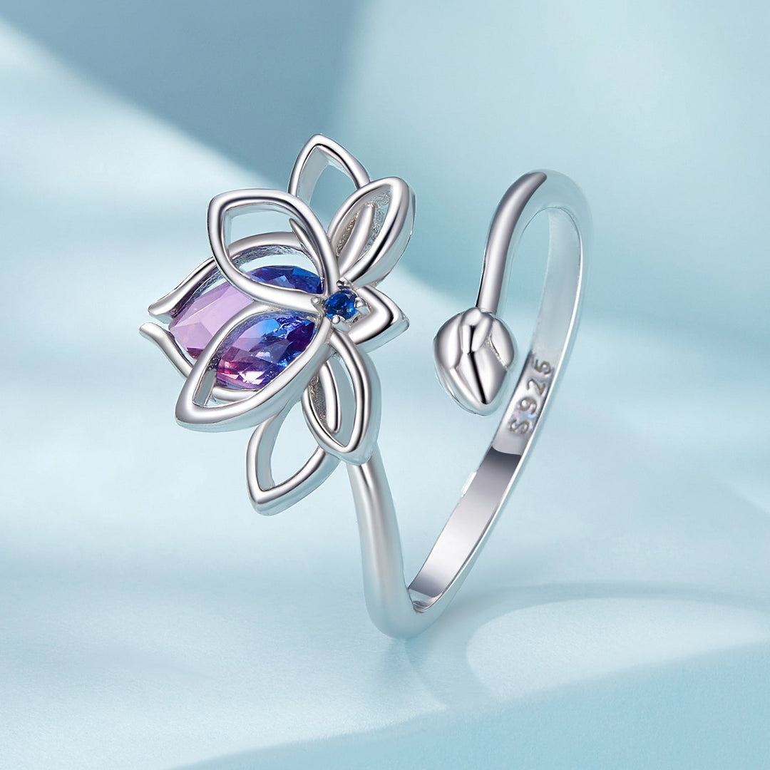 925 Sterling Silver Pavé Setting CZ &amp; Synthetic Tourmaline Ring for Women