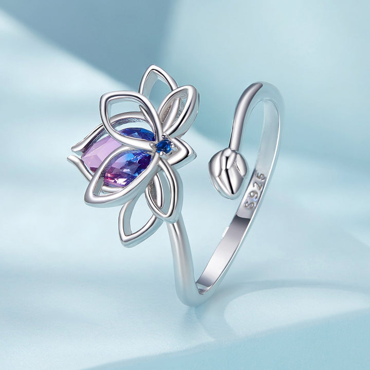 925 Sterling Silver Pavé Setting CZ &amp; Synthetic Tourmaline Ring for Women
