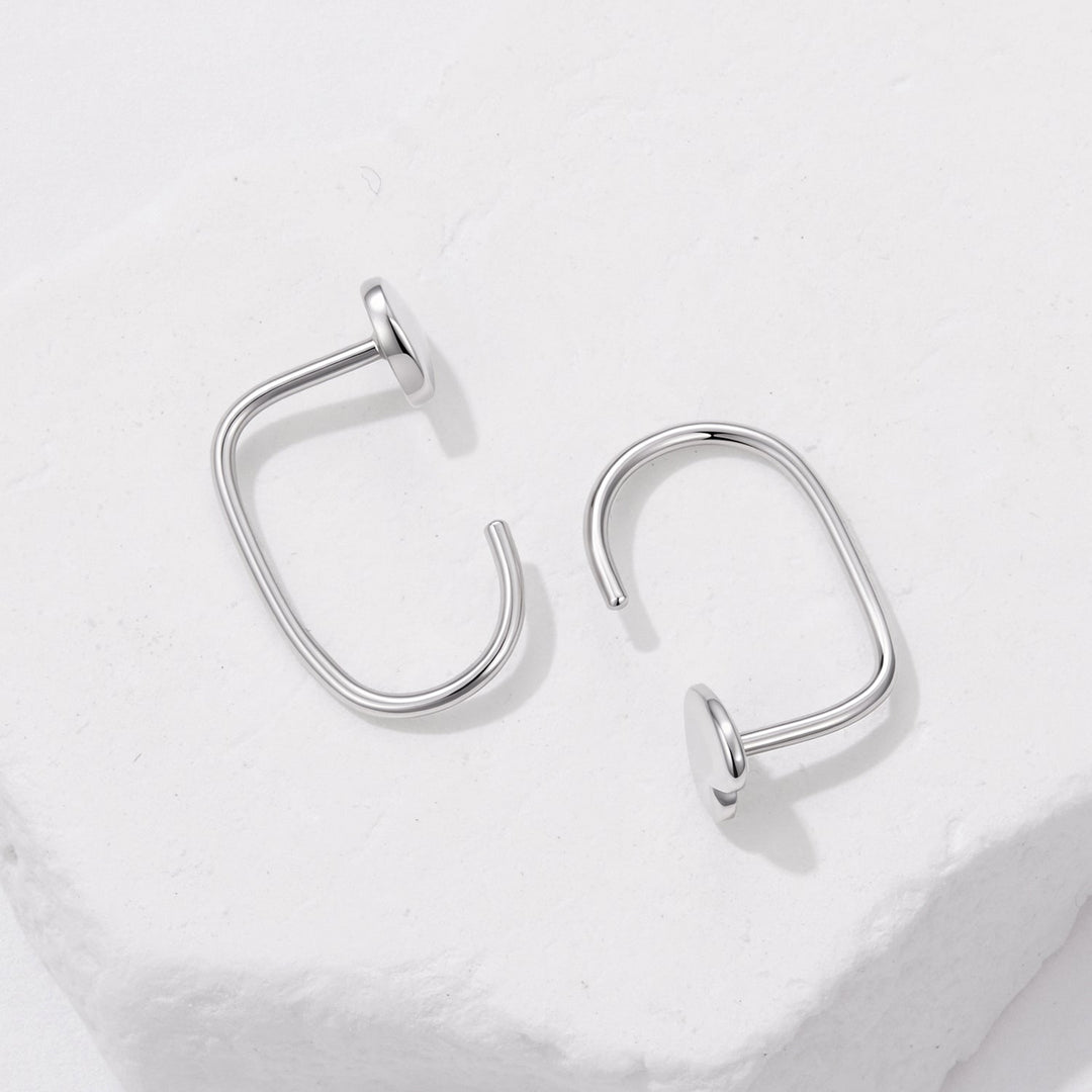 925 Silver White Gold Plated 1.4cm Brass Earrings for Women