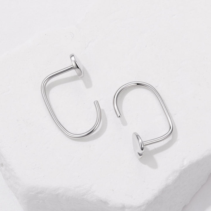 925 Silver White Gold Plated 1.4cm Brass Earrings for Women