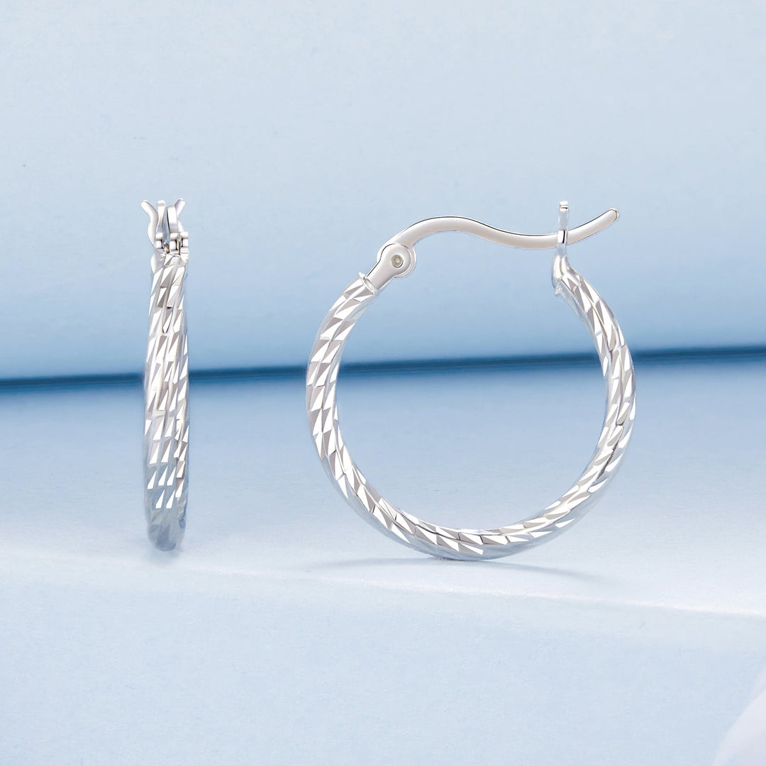 925 Sterling Silver Earrings with White Gold Plating