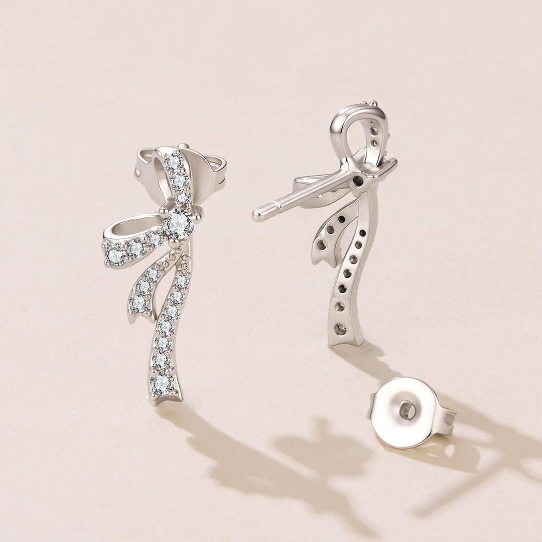 925 Silver White Gold Plated CZ Pavé 1.7 x 0.7 cm Earrings for Women