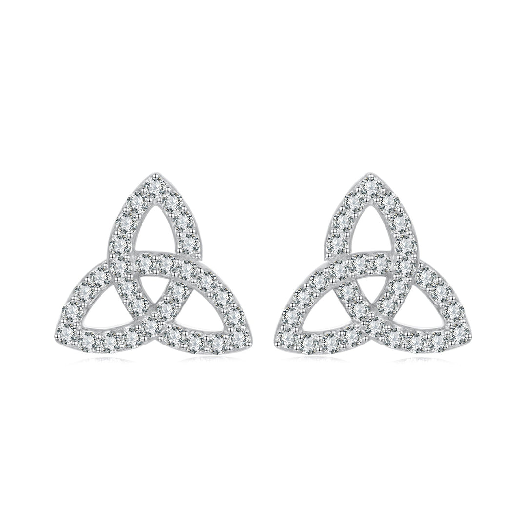 925 Sterling Silver White Gold Plated Pavé CZ Earrings