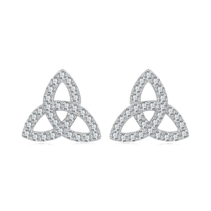 925 Sterling Silver White Gold Plated Pavé CZ Earrings