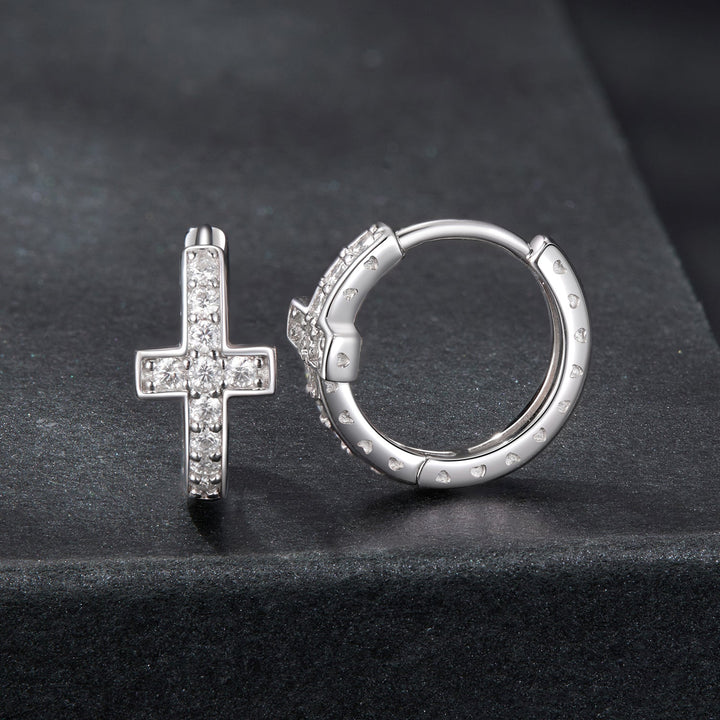 925 Sterling Silver Moissanite Earrings 1.3cm for Women