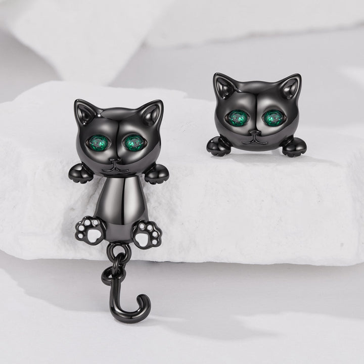 Brass &amp; S925 Silver Earrings | 2.8*1.1cm | White Gold Plated with Pavé Setting CZ for Women