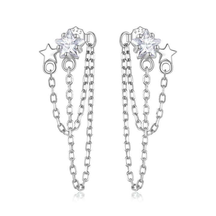 S925 Sterling Silver Pavé CZ Earrings, 0.9cm for Women