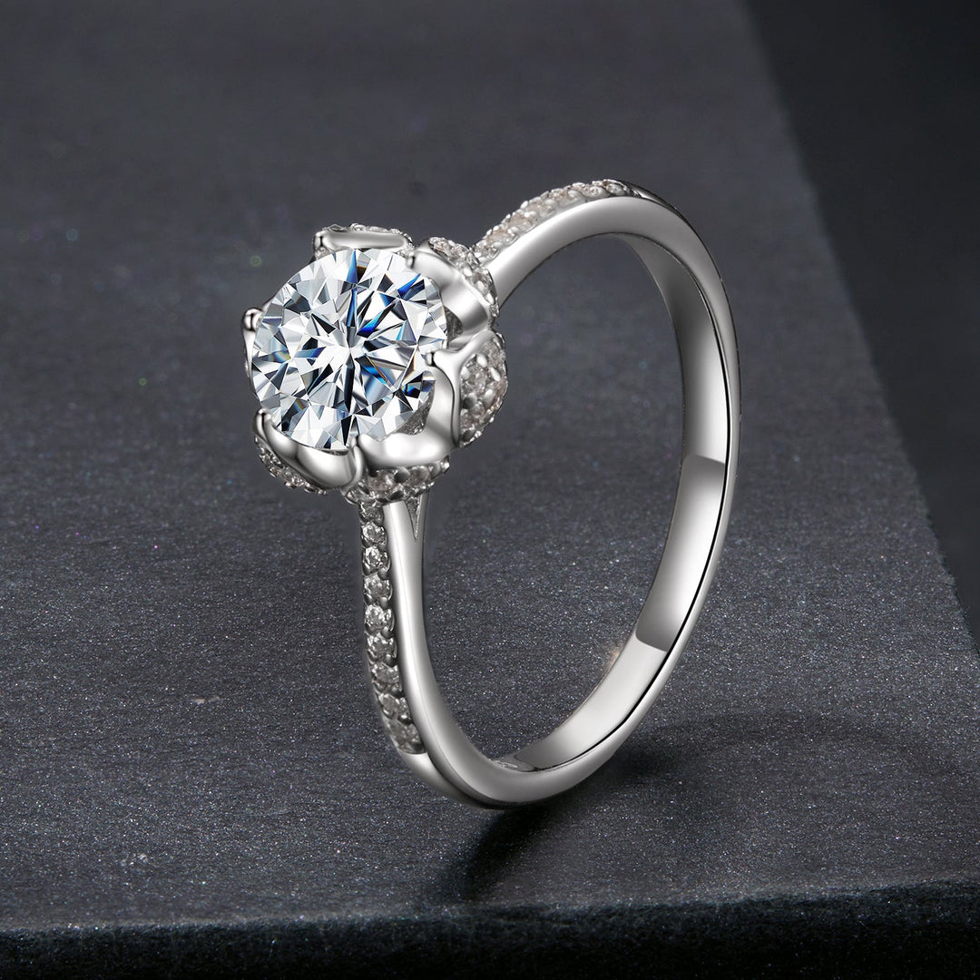 925 Sterling Silver Moissanite Ring 1ct Size 6 White Gold Plated for Women