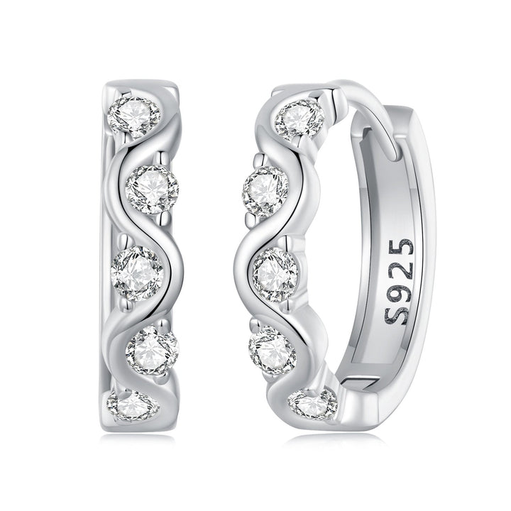 925 Sterling Silver Earrings with Platinum Plating and CZ - Stylish and Elegant Design for Women