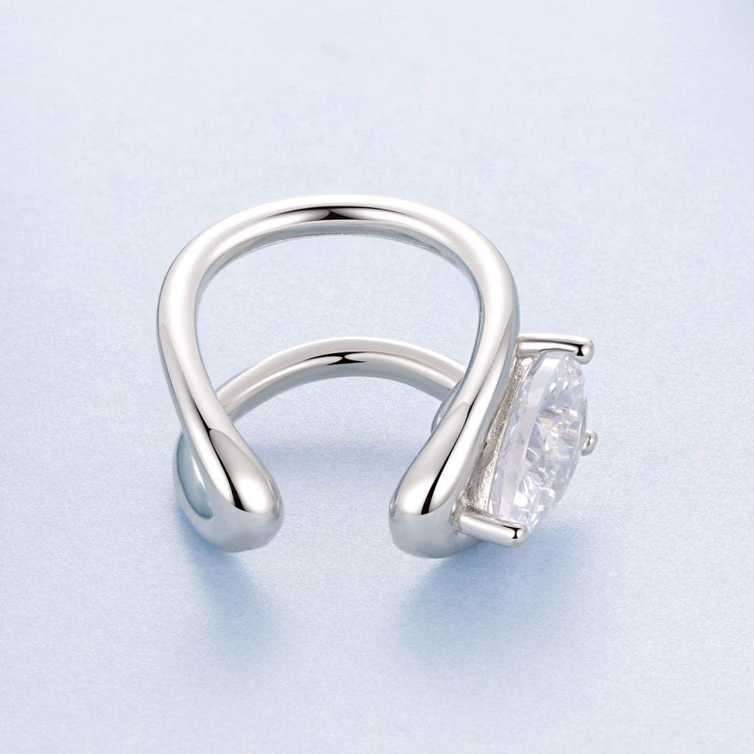 925 Sterling Silver Hoop Earrings with Pavé Setting CZ in White Gold