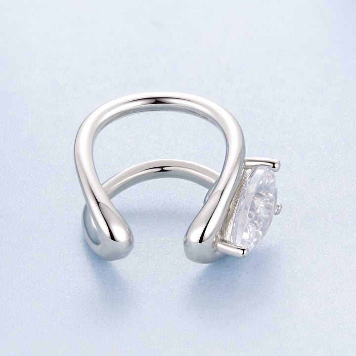 925 Sterling Silver Hoop Earrings with Pavé Setting CZ in White Gold