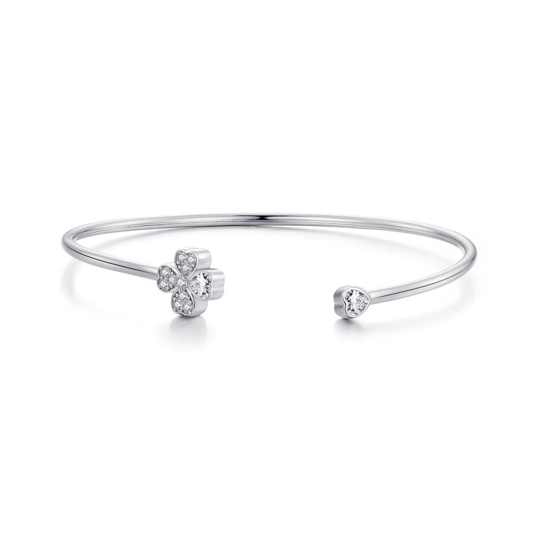 925 Sterling Silver Bracelet with Pavé Setting CZ, Inner Diameter 550mm, 2.0mm Wide, Unisex