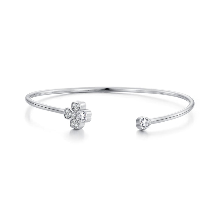 925 Sterling Silver Bracelet with Pavé Setting CZ, Inner Diameter 550mm, 2.0mm Wide, Unisex