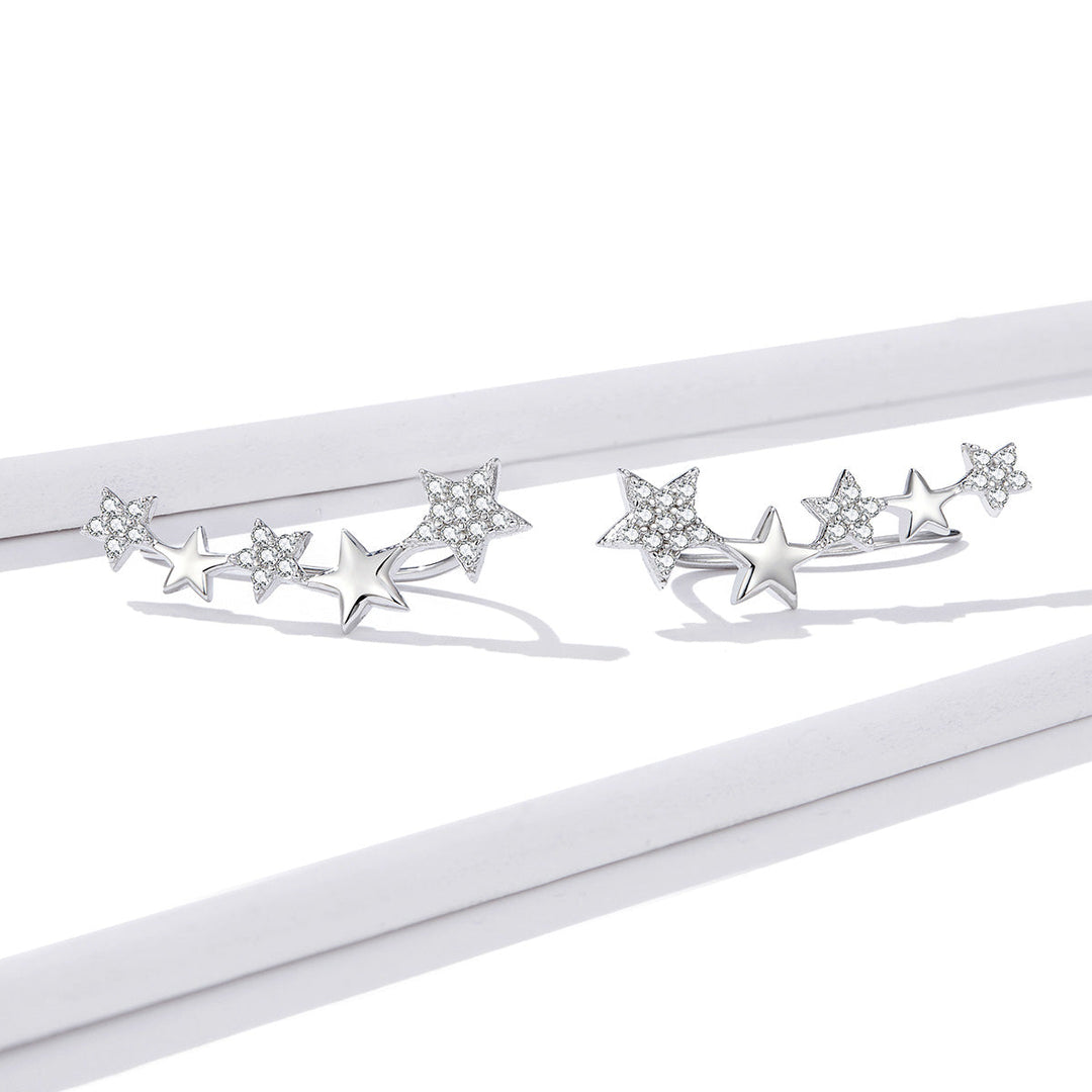 925 Sterling Silver Earrings with Plated Platinum and Pavé Setting CZ