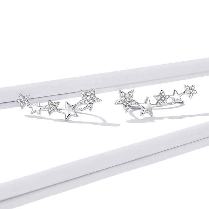 925 Sterling Silver Earrings with Plated Platinum and Pavé Setting CZ