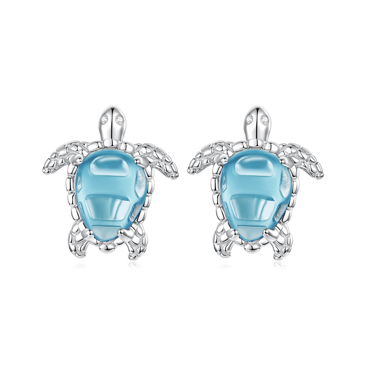 925 Sterling Silver &amp; Brass Transparent Glass CZ Earrings 1.3*1.2cm for Women