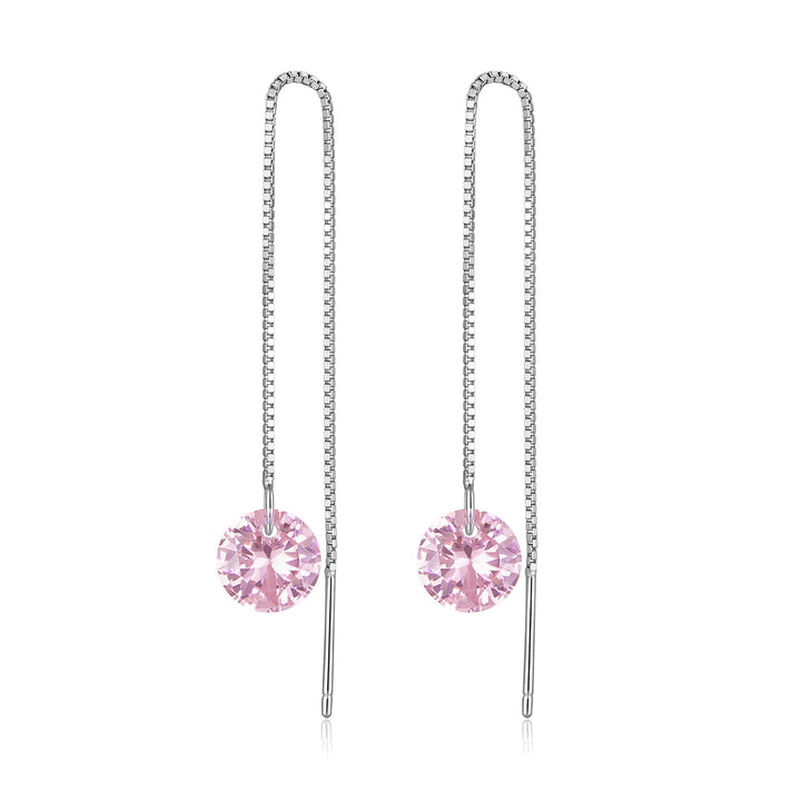 925 Sterling Silver Earrings with 0.8cm Main Stone and CZ for Women