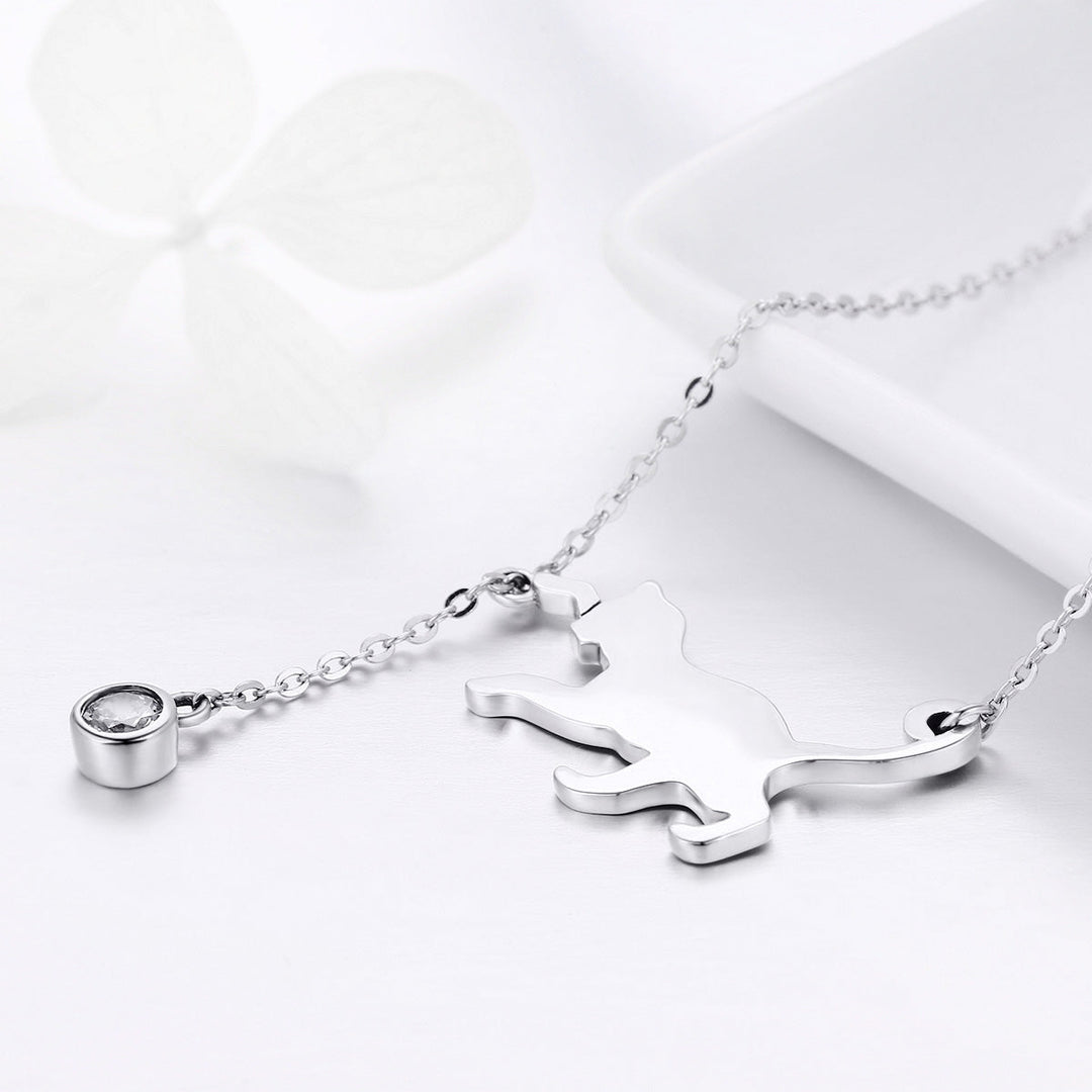 925 Sterling Silver Necklace 38-45cm with 1.4*2.5cm Pendant for Women