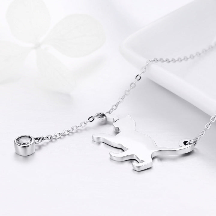 925 Sterling Silver Necklace 38-45cm with 1.4*2.5cm Pendant for Women