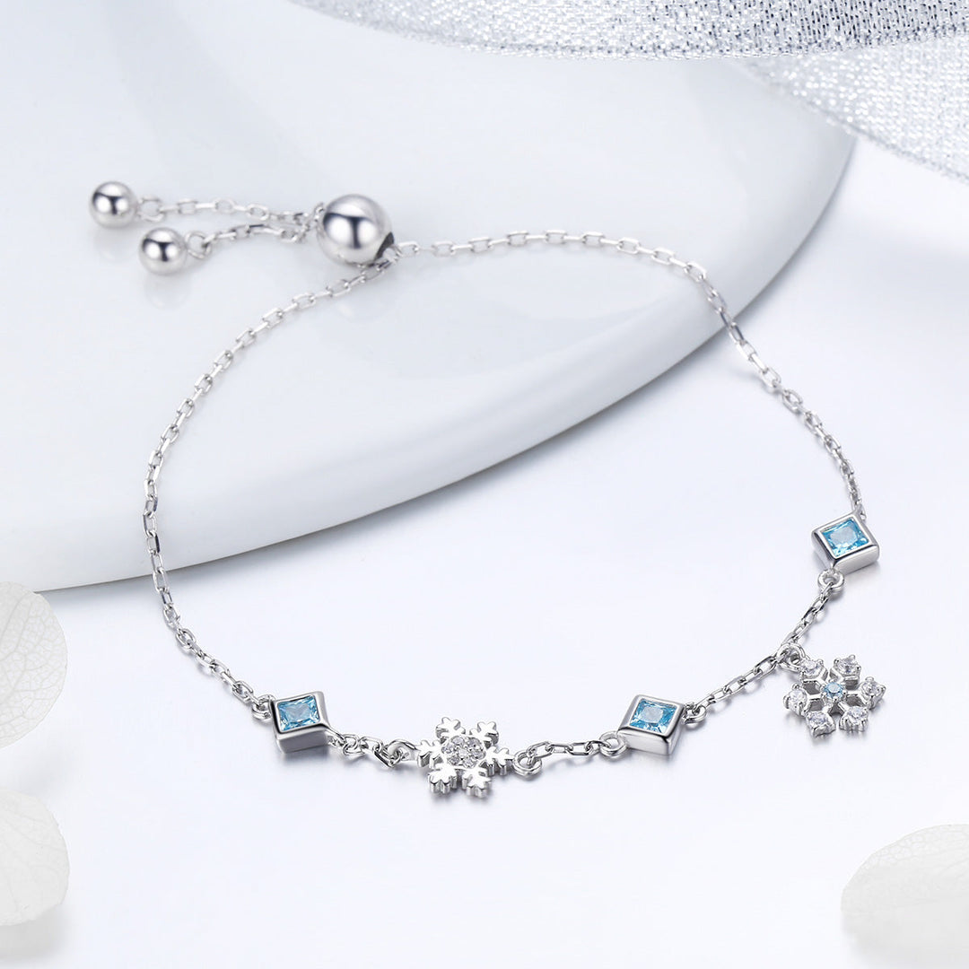 925 Sterling Silver Adjustable Bracelet for Women - 22cm