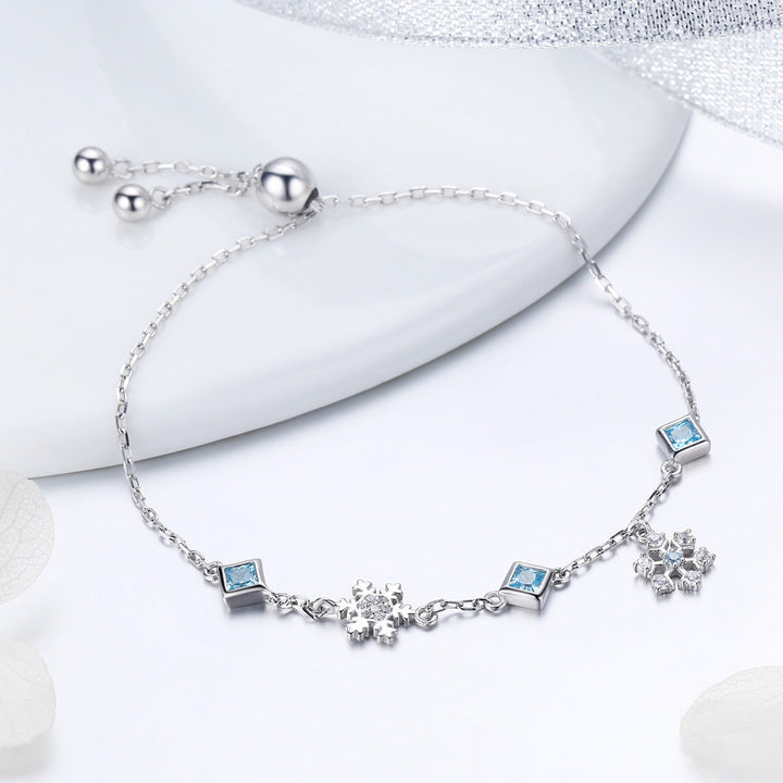 925 Sterling Silver Adjustable Bracelet for Women - 22cm