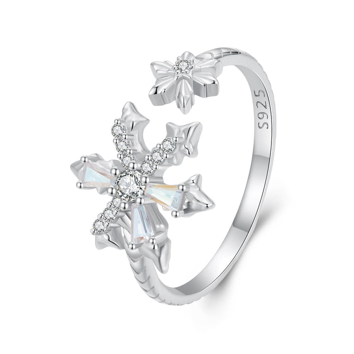 925 Sterling Silver Ring with White Gold Plating and CZ for Women