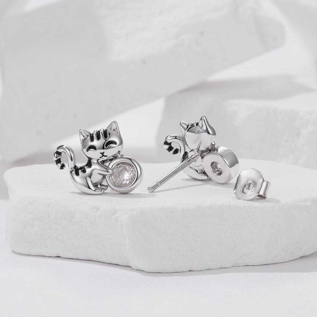 925 Sterling Silver Brass White Gold Plated Earrings with CZ for Women