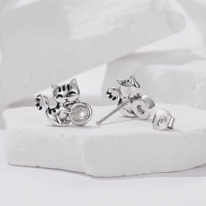 925 Sterling Silver Brass White Gold Plated Earrings with CZ for Women