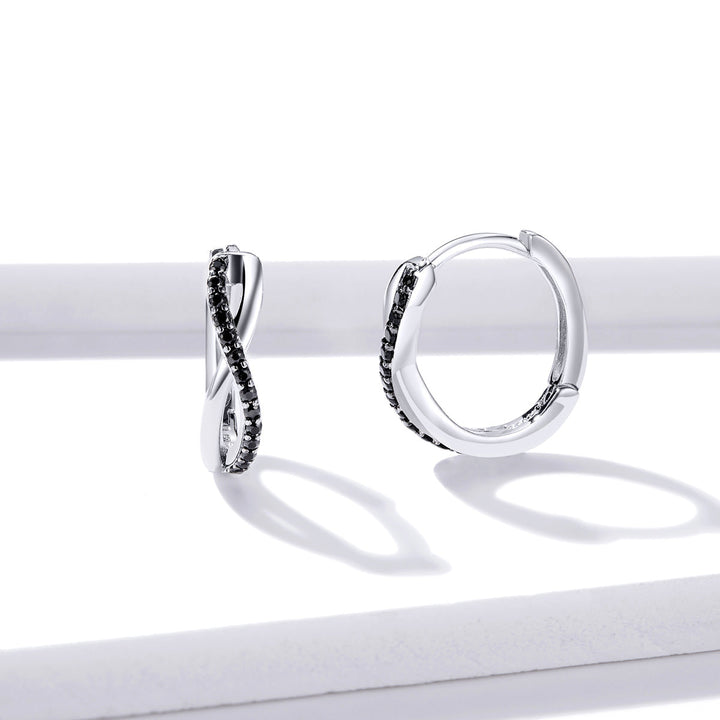 925 Sterling Silver Earrings 1.3*0.4cm with Pavé Setting CZ for Women