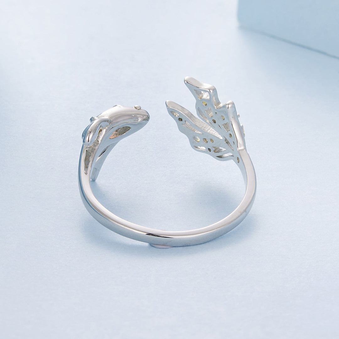 925 Sterling Silver White Gold Plated Nano Opal Ring with CZ for Women
