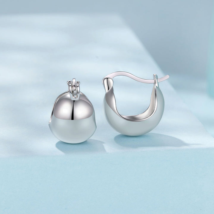 925 Sterling Silver Plated White Gold Earrings 1.4 x 1.0 cm for Women